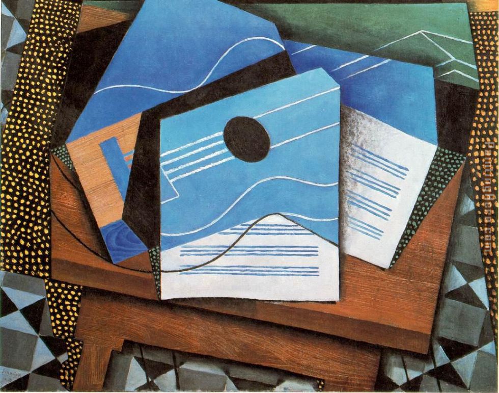 Guitar on a Table painting - Juan Gris Guitar on a Table art painting